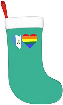 Cutedwarf Guatemala Flag и LGBT Flag Flag Cristricating Christok Xmas Декорација Класичен 18 инчи камин виси чорап