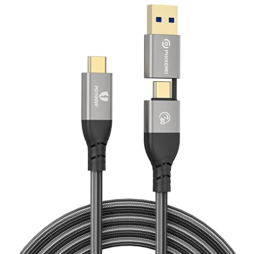 PHIXERO USB 4 Кабел Компатибилен Со Thunderbolt 4 Кабел [3.3 Ft], 40gbps Податоци/ 8K@60hz Видео/ 100w Полнење USB C ДО USB A/C Мулти Кабел За
