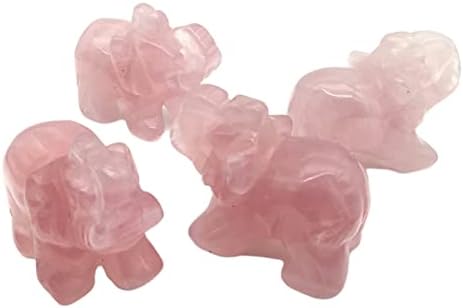Повик на Еден 2 ПЦС 1,5in Природно заздравување на розово кварц кристален слон фигурини со рачно камени животни статуи за украси
