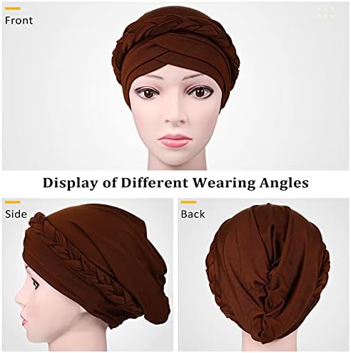 Сатиниорни 6 парчиња африкански жени турбански капаче со брадавици со глава на глава, искривена плетенка за завиткување на плетенка