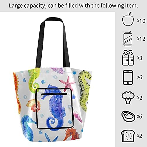 Searорси школка starвездена риба, преклопена торба за рамо, торба за намирници што може да се употреби тешка школа торба торба за