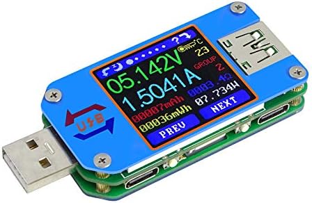 RD UM25 1,44 инчи 5A USB 2.0 тип C Тестер напон на напон на напон на напон на напон на напон, мултиметарот за мерење на отпорност на кабел
