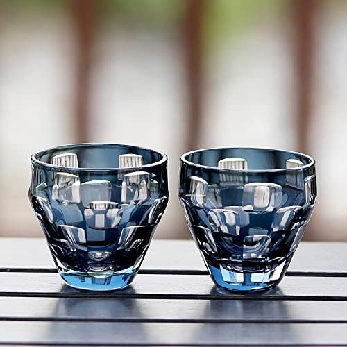 Јапонски стил на Jinинзи, поставен за 2, чаши за занаетчиски занаетчиски занаетчии, 8,5 унца чаши од карафе со 2 саки чаша поставени за
