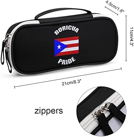 Гроздобер Boricua Pride Porto rican PR Flag PU кожено пенкало за молив Организатор преносна шминка за носење чанти за складирање на куќишта