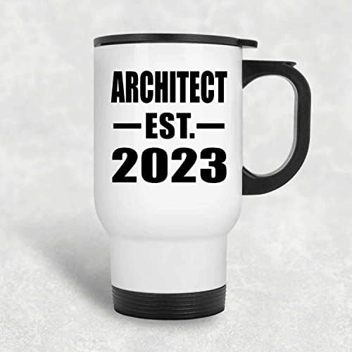 Дизајн на архитект основана EST. 2023 година, бела кригла со патувања 14oz Изолиран од не'рѓосувачки челик, подароци за роденденски