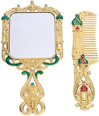 Solustre Pocket Mirror Mirror Mirror Mimrup Mirrers Comb Vintage рачно декоративно лично козметичко патување огледала метална античка