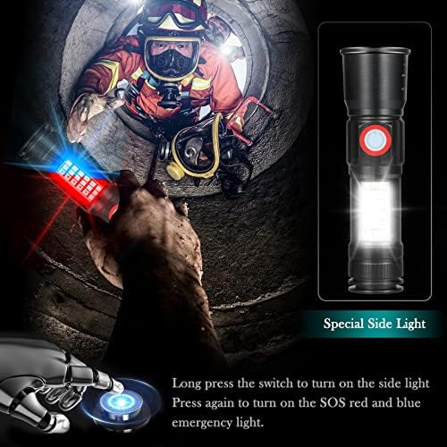 GeeRic LED Tactical Flashlight, Handheld Flashlights 5 Modes, Zoomable Adjustable Lightweight Pocket Size Bright Flashlights, Emergency