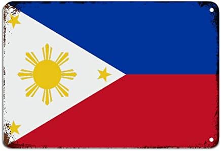 Филипини знаме метал знак Филипини алуминиумски метален знак рустикален патриотски декор Национално знаме wallидно уметности гроздобер ретро дома