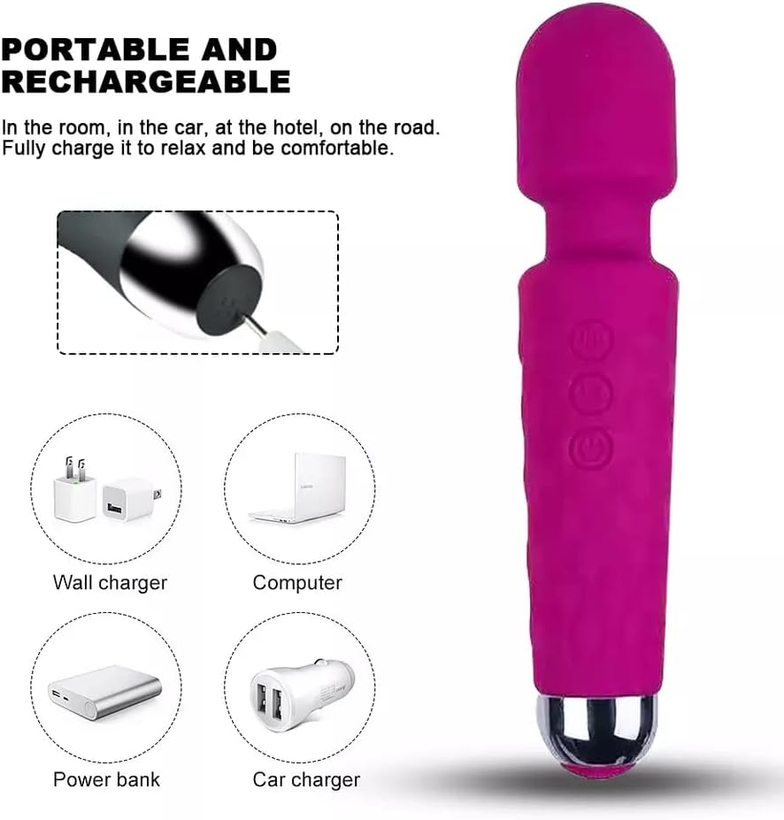 Розови 20 обрасци мини стапче за масирање USB USB силиконски силиконски AV вибратор задоволство жена стимулација играчки 2023…