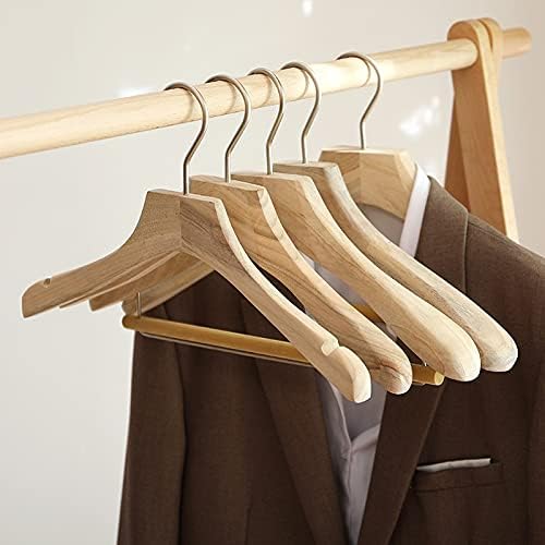Diwang Pack од 5 цврсти дрвени кошула и закачалки за фустани со кука за дома, смела цврста шипка, цврста и издржлива