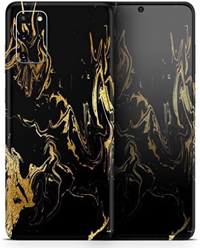 Дизајн Skinz Black & Gold Merble Swilt v1 Заштитна винил декларална обвивка за кожата компатибилен со Samsung Galaxy S20