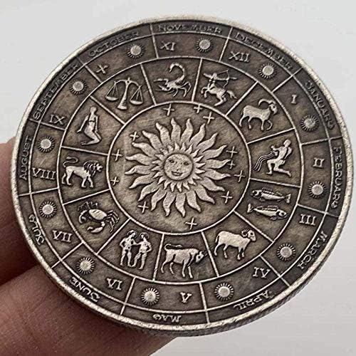 Предизвик монета Европски и американски западен тарот посакувајќи бакарна монета Сонце Месечина Гуангуа Среќа Loveубов Констелација Сребрена