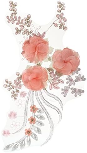 Kesyoo цвет апликации розово 3D розово цветно везење шие на лепенки налепница за облека за облека, пара ла ропа, примена цветни закрпи