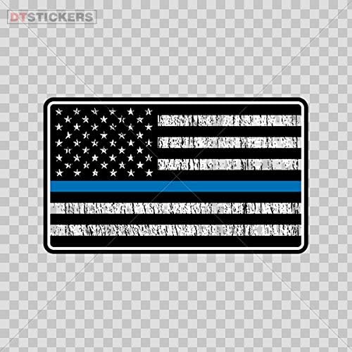 Винил налепници Декларална полиција сина линија налепница на американско знаме/декларати 5x3 за кормило 2 x 1,18 in.