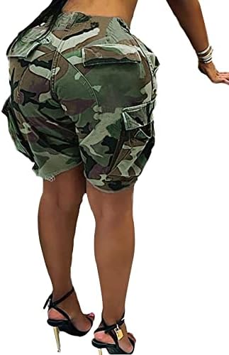 Молизри за женски обични армиски маскирни шорцеви со високи камо со кратки велосипедисти со џебови со џебови со џебови