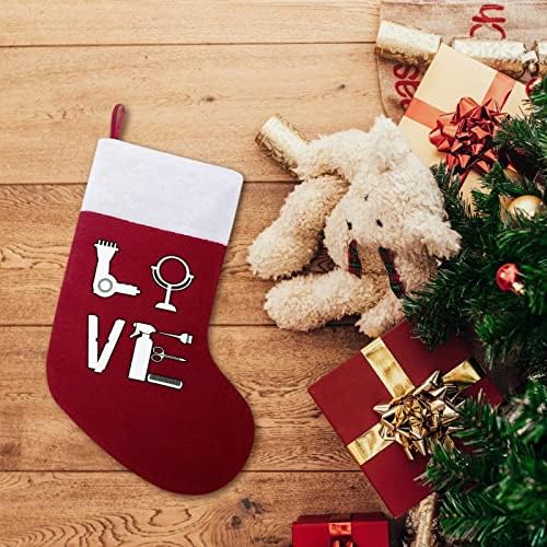 Фризура за фризери Loveубов црвени Божиќни празници за одмор дома украси за Божиќно дрво камин виси чорапи