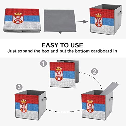 Знаме На Србија Склопувачки Канти За Складирање Основи Преклопни Коцки За Складирање Ткаенини Организаторски Кутии Со Рачки