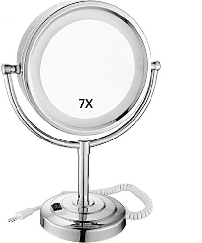 Kmmk wallид монтирани со суета огледала, суета огледало за шминка од двострана LED осветлена со нормално и x зголемување ° огледало за козметика