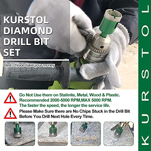 Kurstol Diamond Core Core Bit Bit - 6/8/10/20/220/28/35мм триаголник Шанк+35мм хексадецимален шенк за лов на плочки за плочки за плочки