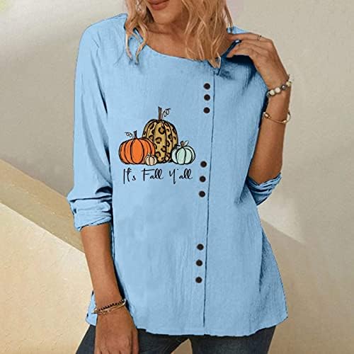 Фрагарни маици за жени обична цврста боја лабава ткаени ткаени долги ракави памучни постелнина маица плус големина на врвови на туника