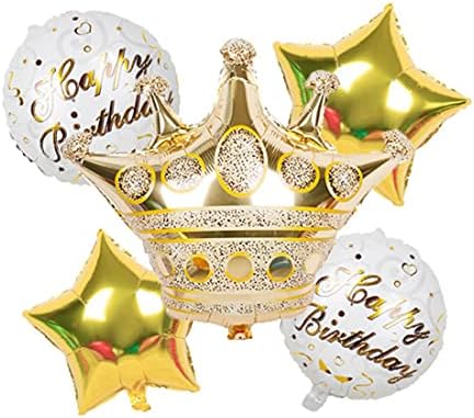 Морндју 5 ПАРЧИЊА Среќен Роденден Петкратна Ѕвезда Златна Круна 1 Фолија Балони За Роденден Бебе Туш Украси