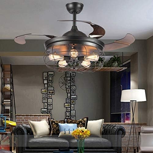Вентилатори на таванот AUNEVN со ламба E27 таванот таванот вентилатор од не'рѓосувачки челик акрилик LED тавански светлосен лустер за светло за
