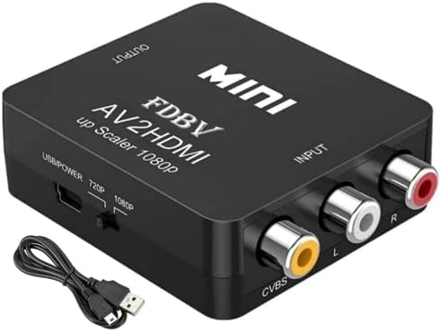 FDBV ЗА RCA До HDMI Адаптер AV До HDMI Конвертор Видео Аудио 1080p Мини ЗА RCA Композитен Cvbs Конвертор Адаптер За Поддршка НА PAL/NTSC ЗА ТВ/