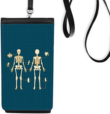 Илустрација на скелетот Човечки скелет Телефонски чанта виси мобилна торбичка црн џеб