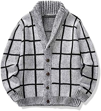 Менс палто за пад, отворена модерна работа со долг ракав кардиган Менс зимски цврст кабел плетен џемпер лапел вклопена