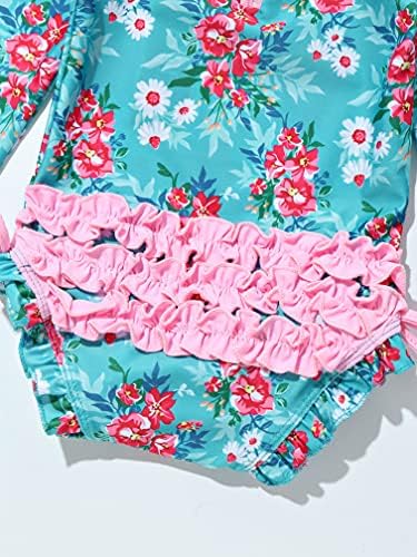 Девојки за бебиња Агоки Девојки со долги ракави за пливање, цветна заштита од осип, заштита од сонце