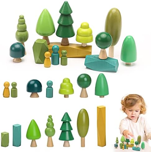 Макабака 12 парчиња Дрвени Играчки Од Дрво Со Кукли Со Колчиња, Дрвени Играчки За Рамнотежа За Украсување На Домот Дрвени Дрвја