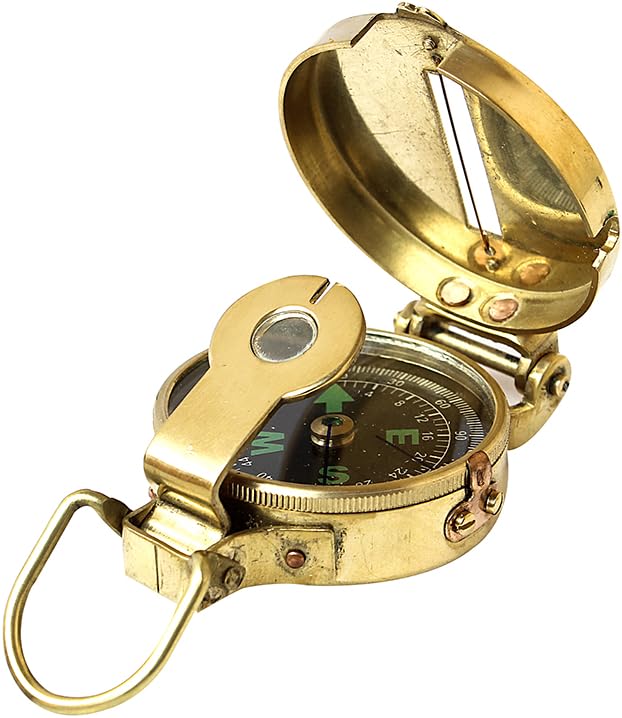 колекционерско гроздобер стари стил воен компас наутички џеб сјаен месинг навигациски инструмент