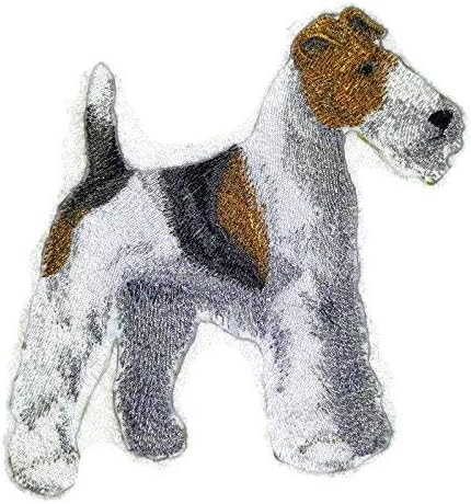 Неверојатни портрети за кучиња [Wirehaired Fox Terrier] Везено железо на/шива лепенка [5,5 x 5] направено во САД]