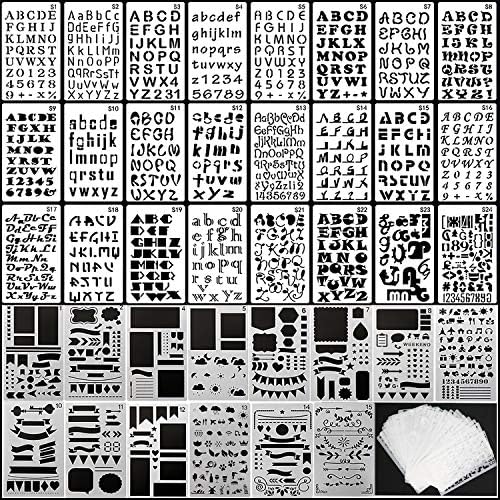 39 парчиња матрици за букви и броеви, за списанија за цртање на DIY, Бележник/Дневник/Белез/Графити/Сликарски занаетчиски проекти