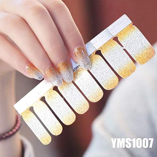 Kesyoo 48pcs целосни обвивки за нокти налепници на лак сјај DIY само лепење на ноктите за ноктите декорации со ленти за маникир злато златно