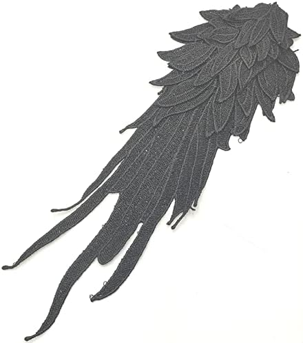 Yoogcorett 1 пар црно извезено ангелско крилја чипка ткаенина за шиење на цветни закрпи Апликации за свадба DIY занаетчиски шиење за шиење