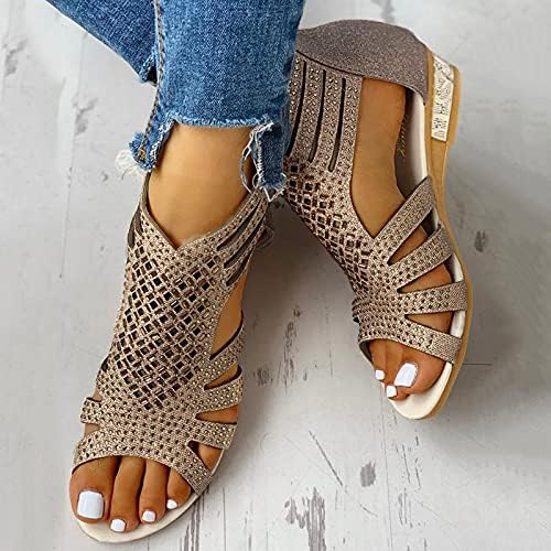 Масбирд Флип Флоп сандали за жени, женски летни кристални рамни сандали влечки обични удобни плажа римски сандали чевли