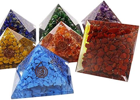 Хармонизирајте мултистонски 7 парчиња заздравувачки кристал пирамида генератор на енергија Медитација јога со Чакра Сибол за додатоци за домашни