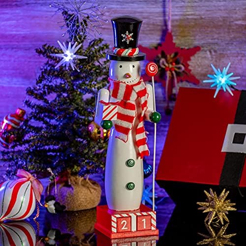Орнатичност Божиќ Снежан одбројување Оревокршач - Оревокршач од дрвен снег со календар за авантури, брои на Божиќна база Божиќ тематски тематски