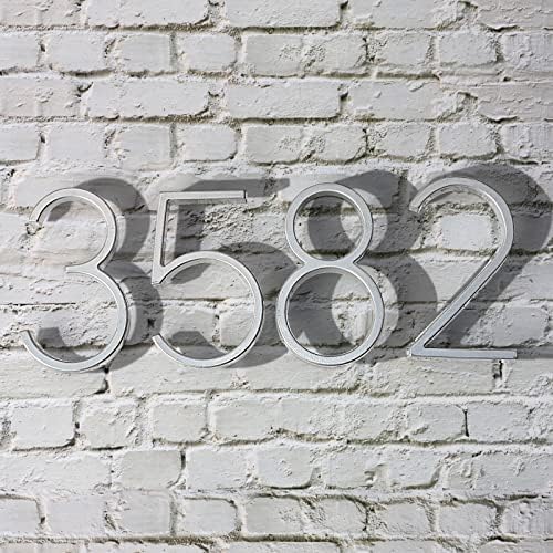 Куќички броеви за надвор, Гиболин од 5 инчи сребрен лебдечки метал модерни броеви на адреси, градинарски врати за поштенско сандаче