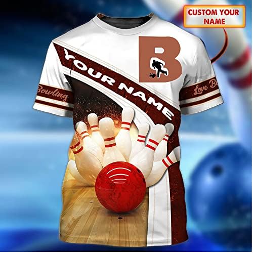 Персонализирана американска кошула за куглање со сопствено име куглање, кошули куглари за куглање подарок унисекс 3Д низ печатена