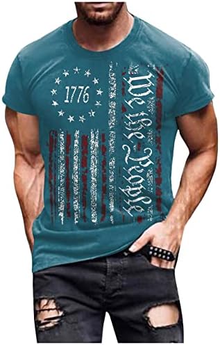 Маички за независност на мажите маици во САД Графички маици со знаме со кратки ракави Американски патриотски гроздобер маица