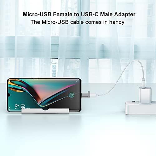 Micro USB до USB C адаптер, микро-USB женски до USB-C машки OTG адаптер со Lanyard компатибилен со Samsung Galaxy, LG, Huawei,