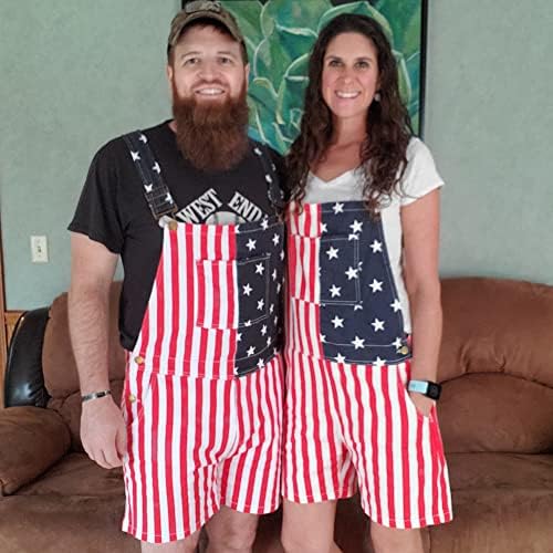 Џангјан Тексас Комбинезони Со Печатени Комбинезони Со Американско Знаме Со Лигавчиња За Мажи и Жени