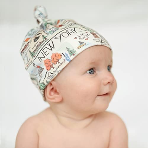 Риба KISS® Род Ајленд мапа бебе јазол капа. 0-6 месеци. Направено во САД. Подарок за бебиња на Род Ајленд направен од мек Jerseyерси плетено.