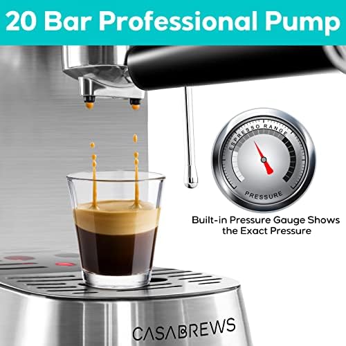 CASABREWS Espresso Machine 20 Бари, Професионален Производител На Еспресо Со Стапче За Пареа Од Млеко, Компактна Машина За Кафе