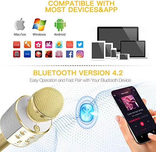 Bluetooth Микрофон За Деца Роденденски Подароци Девојки Играчка За Возраст 8 9 10 Години Пренослив Безжичен Караоке Микрофон Забавни