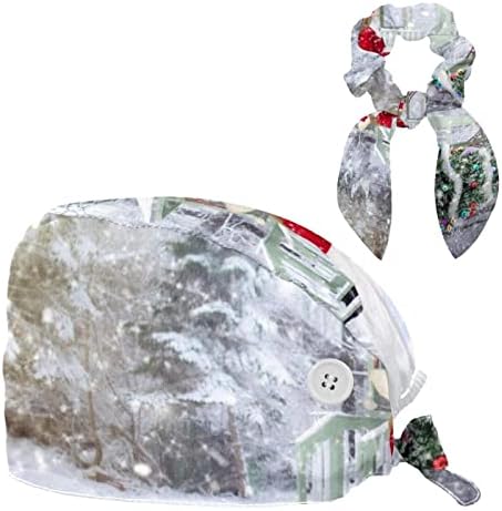 Медицински капачиња прилагодливо работно капаче со копчиња и лак за коса, божиќен Божиќен слатко снежен човек