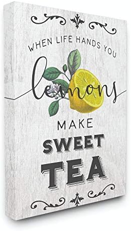 Студените индустрии за животни раце лимони прават сладок чај јужна типографија платно wallидна уметност, 24 x 30, дизајн од уметникот