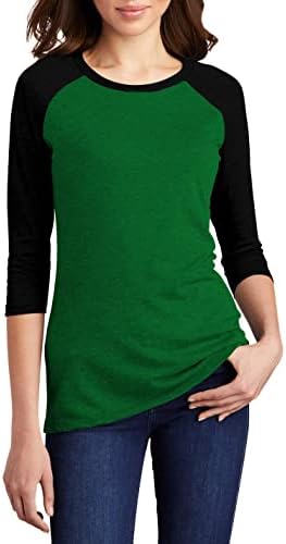 Дефект Раглан кошули за жени - женски меки спортски дрес 3/4 долги ракави бејзбол мета